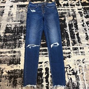 American Eagle Outfitters Medium Wash Ripped High-Rise Skinny Jeans